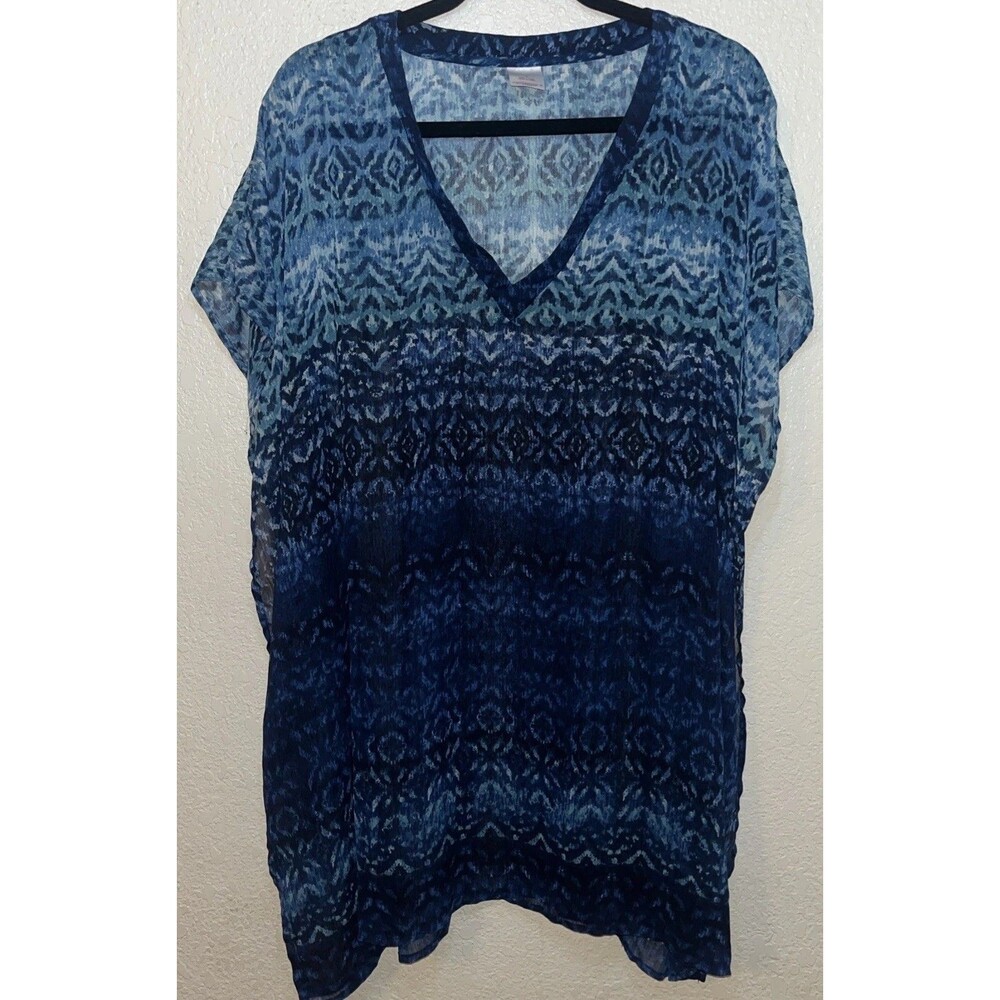 Merona Semi Sheer Blue Ombré Cover Up Shirt Size M